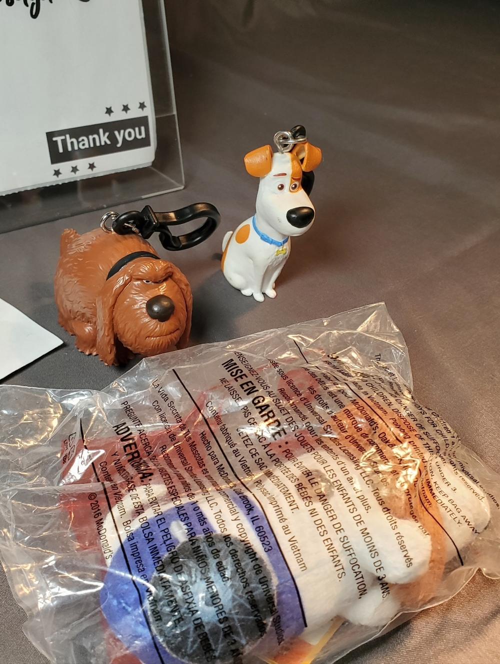 The Secret Life of Pets Max & Duke Figural Keychains - McDonald's Happy Meal sea